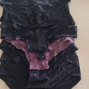 Victoria's Secret Black and Purple Lace & Cotton Panties